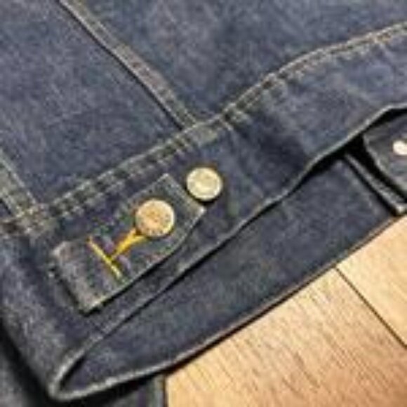 1970s Lee Ducks Unlimited Denim Jacket with Embroidered Patches Yellow Collar Ma - Picture 4 of 8